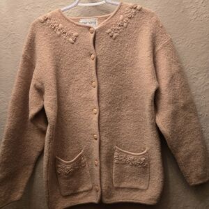 Vintage Simons Pure Wool Embroidered Cardigan | Woolmark | Made in Hong Kong
